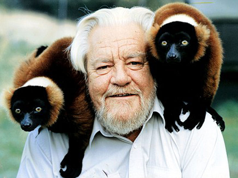 Gerald Durrell with animals